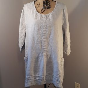 Gray Linen Lagenlook Tunic 1X